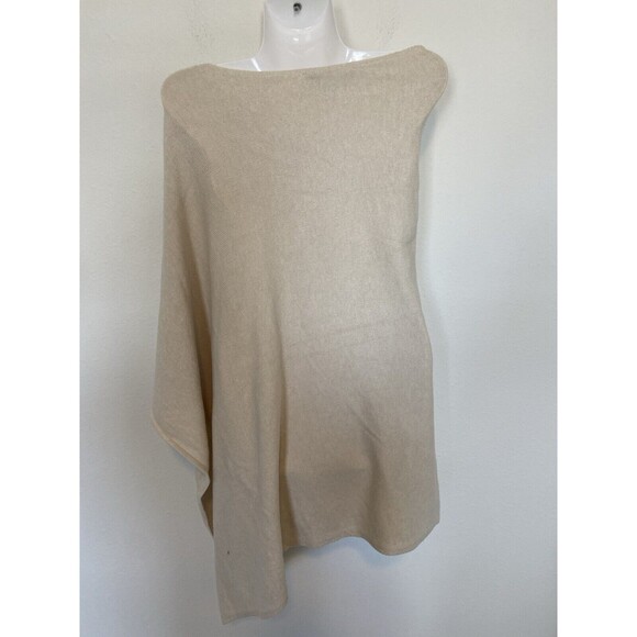 Ming Wang Poncho Sweater O/S Ivory Women's Rhinestone Look Beads Super Soft - Picture 6 of 9